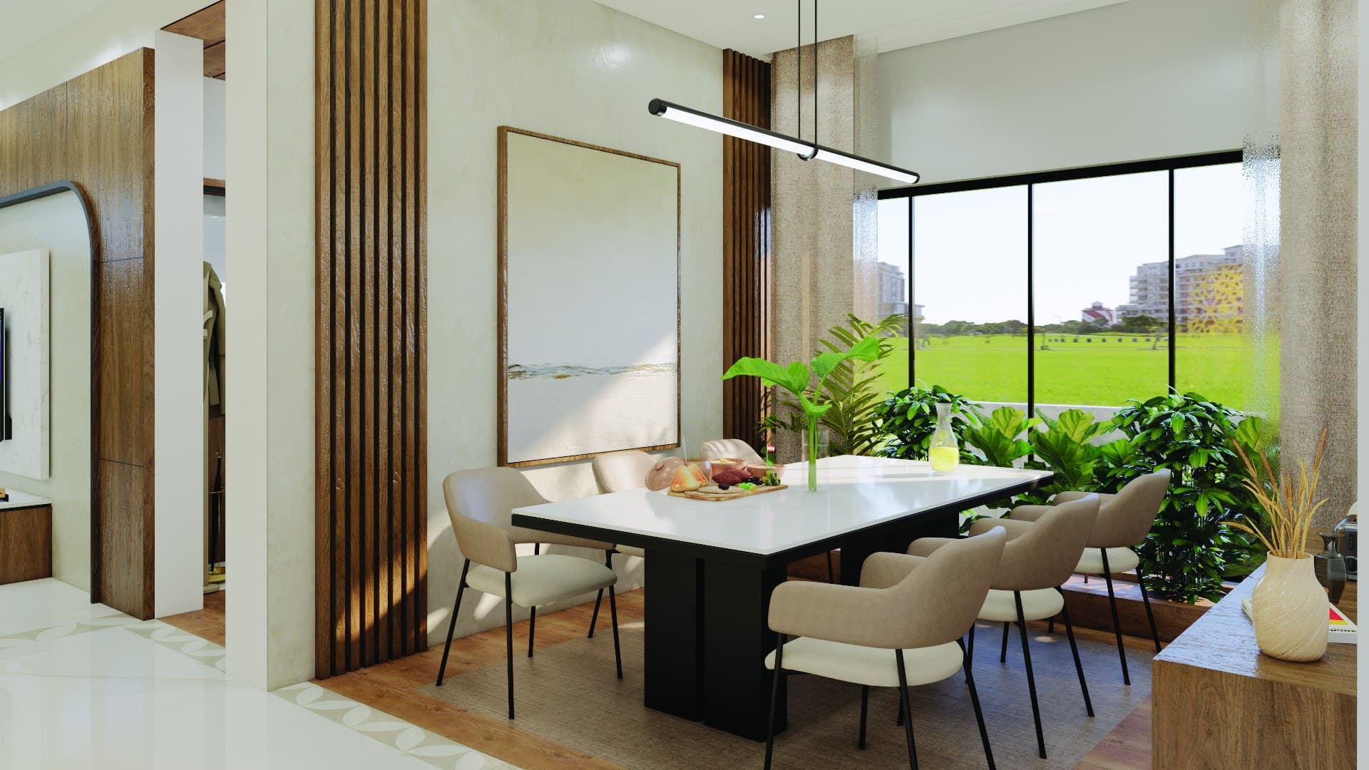 Dining space designed for natural light by House of Raha