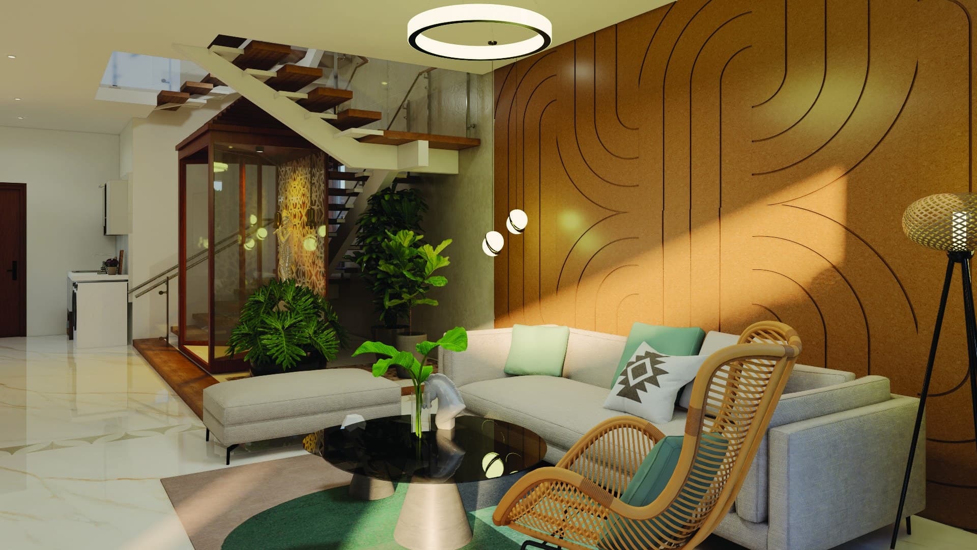 Architect-designed home interior by House of Raha, Coimbatore