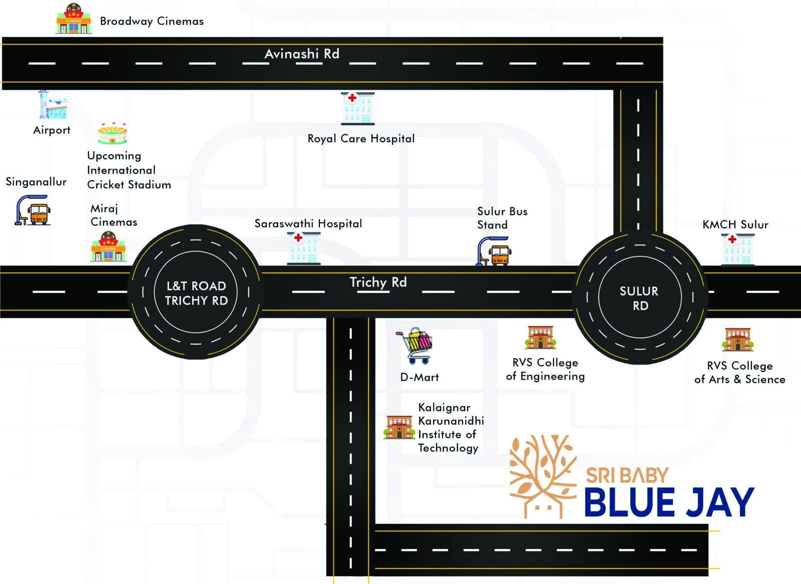 Shuttle court and clubhouse at Sree Baby Blue Jay community