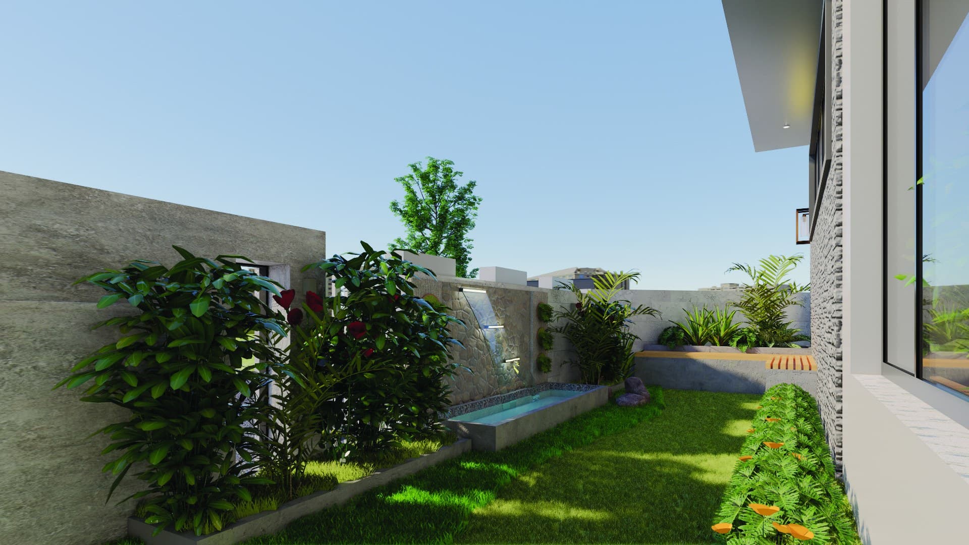 Private garden of the villa — greenery within the gated community