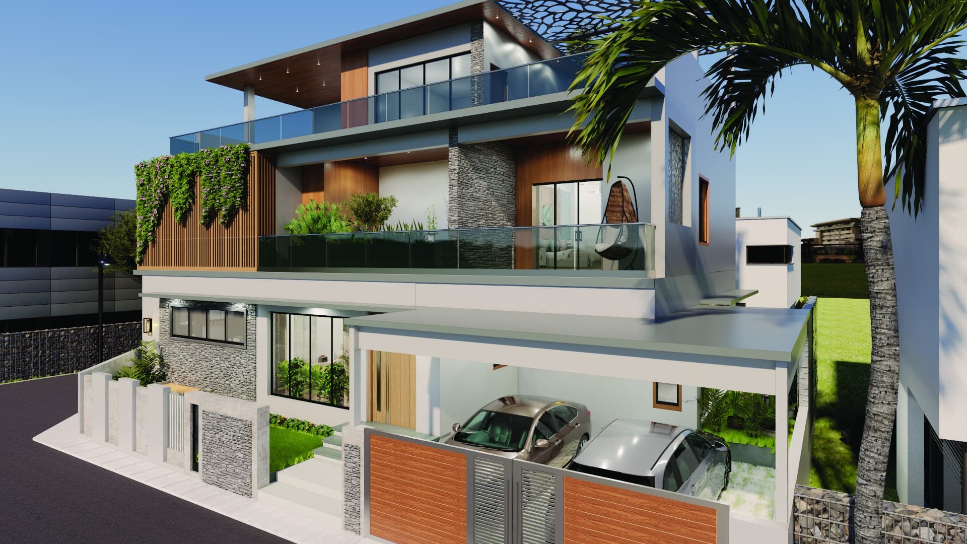 Corner view of the north-east corner luxury villa